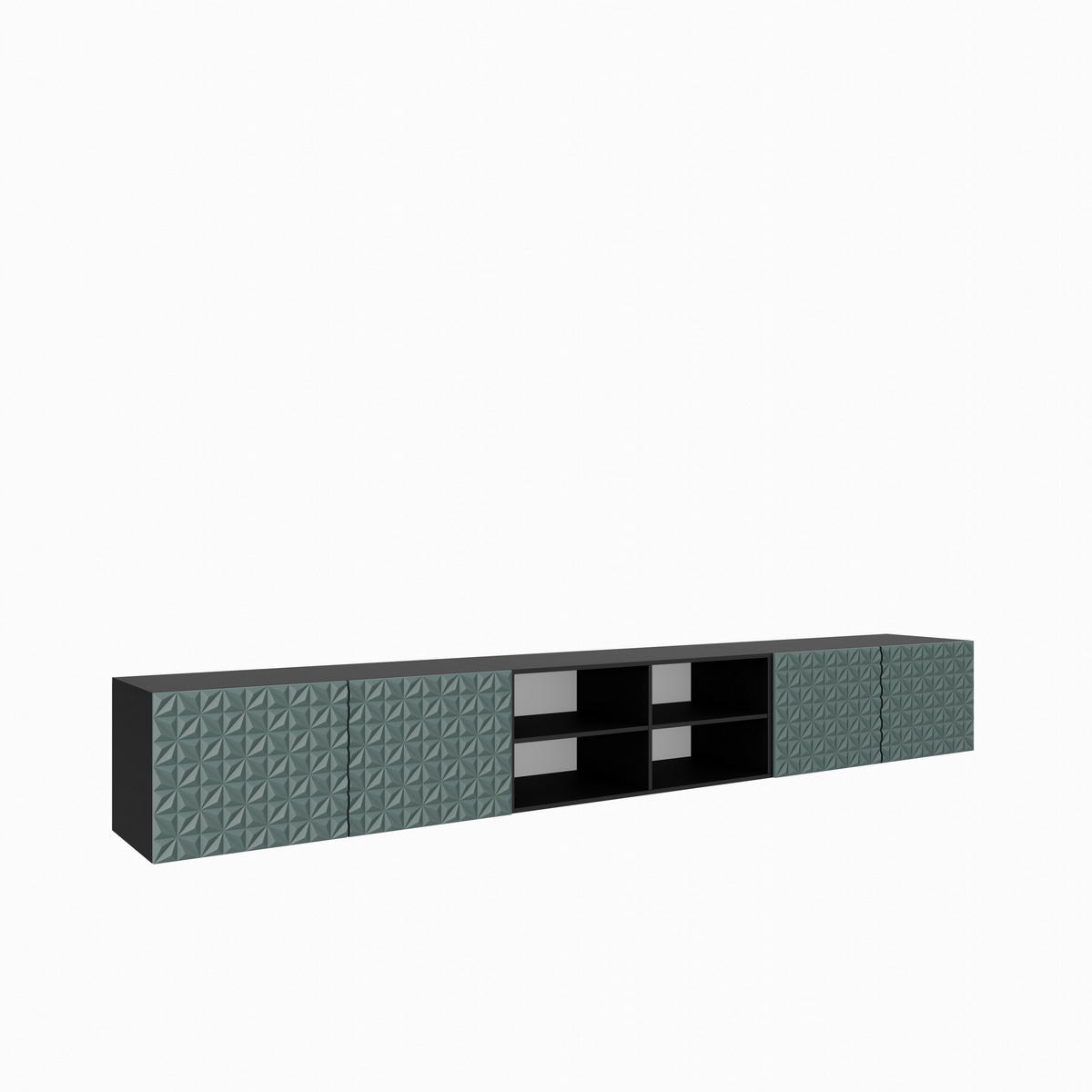 LOWBOARD ROVA 300/41/40 cm, Hängender TV-Schrank Schwarz / Grün - Schwarz/Grün, Holzwerkstoff (300/41/40cm) - MASSENO