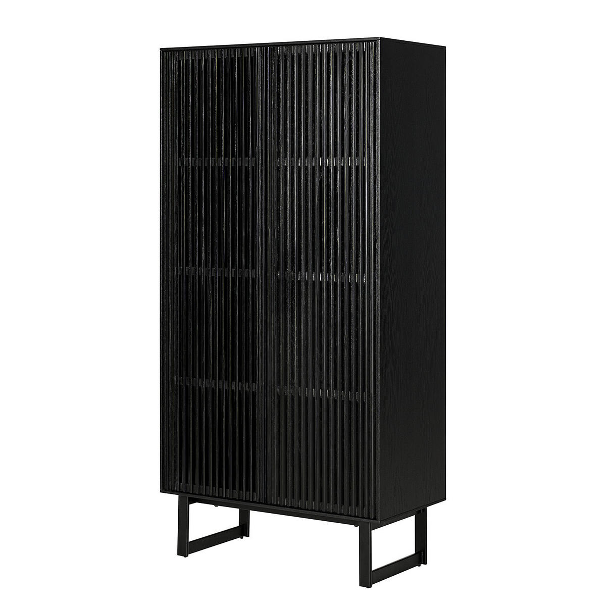 SCHRANK - Esche teilmassiv - Eschefarben/Schwarz, Holz (80/160/40cm) - home24