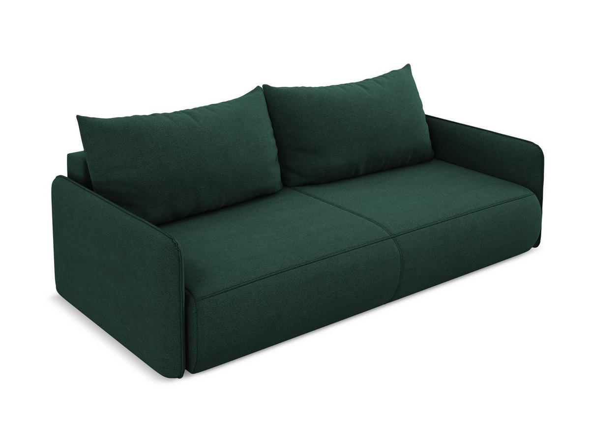 3-SITZER SOFA mit Schlaffunktion Strukturstoff Stoff Grün - Dunkelgrün/Schwarz, Kunststoff/Textil (216/86/105cm) - Makamii