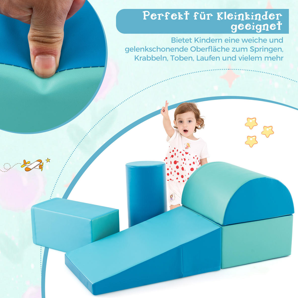 PĚNOVÝ BLOK námořnická modrá (5dílný) - tmavě modrá, plast (40/20/40cm) - COSTWAY