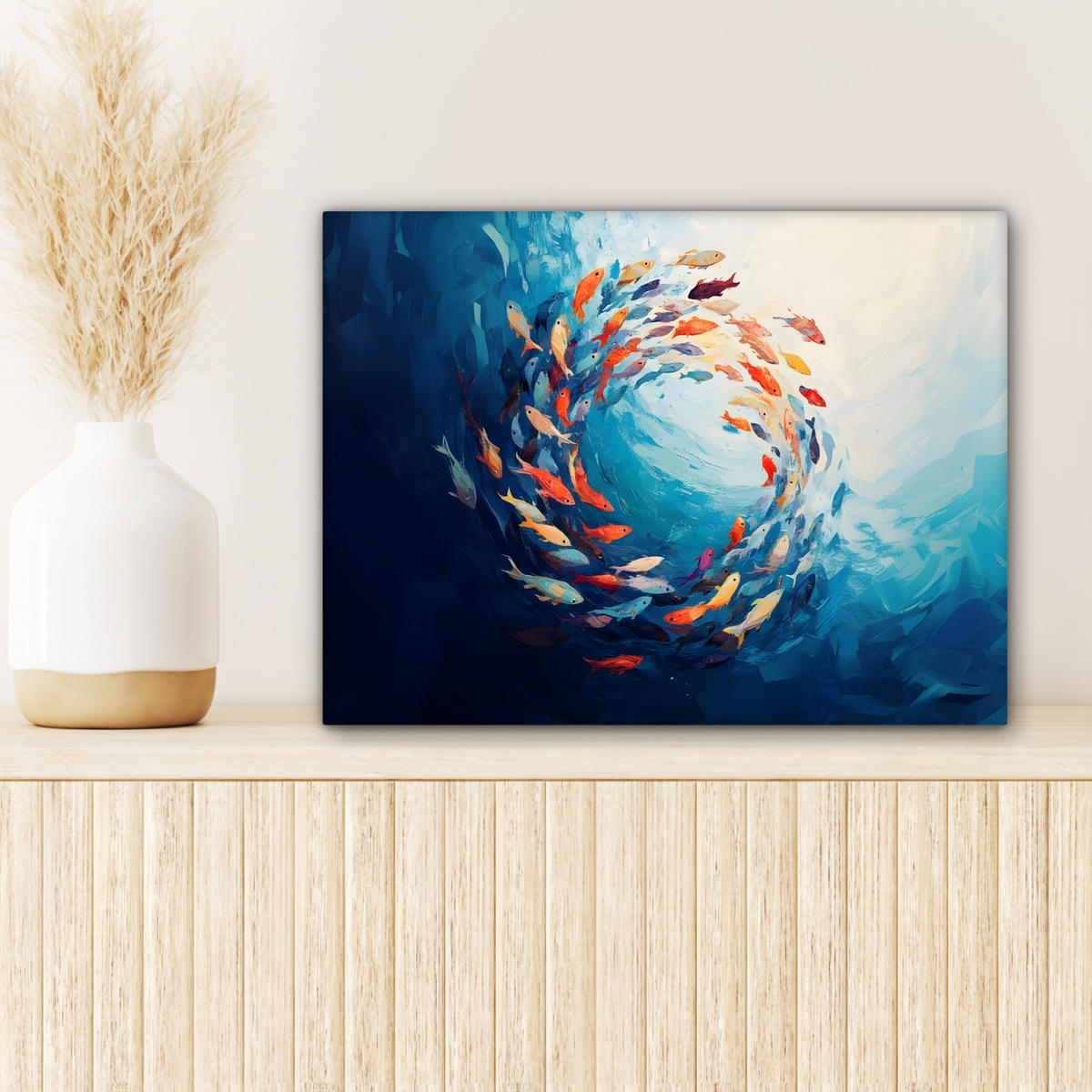 LEINWANDBILD Meer - Fische - Bunt - Dynamisch 40x30 cm - Hellblau, Textil (40/30cm) - MuchoWow