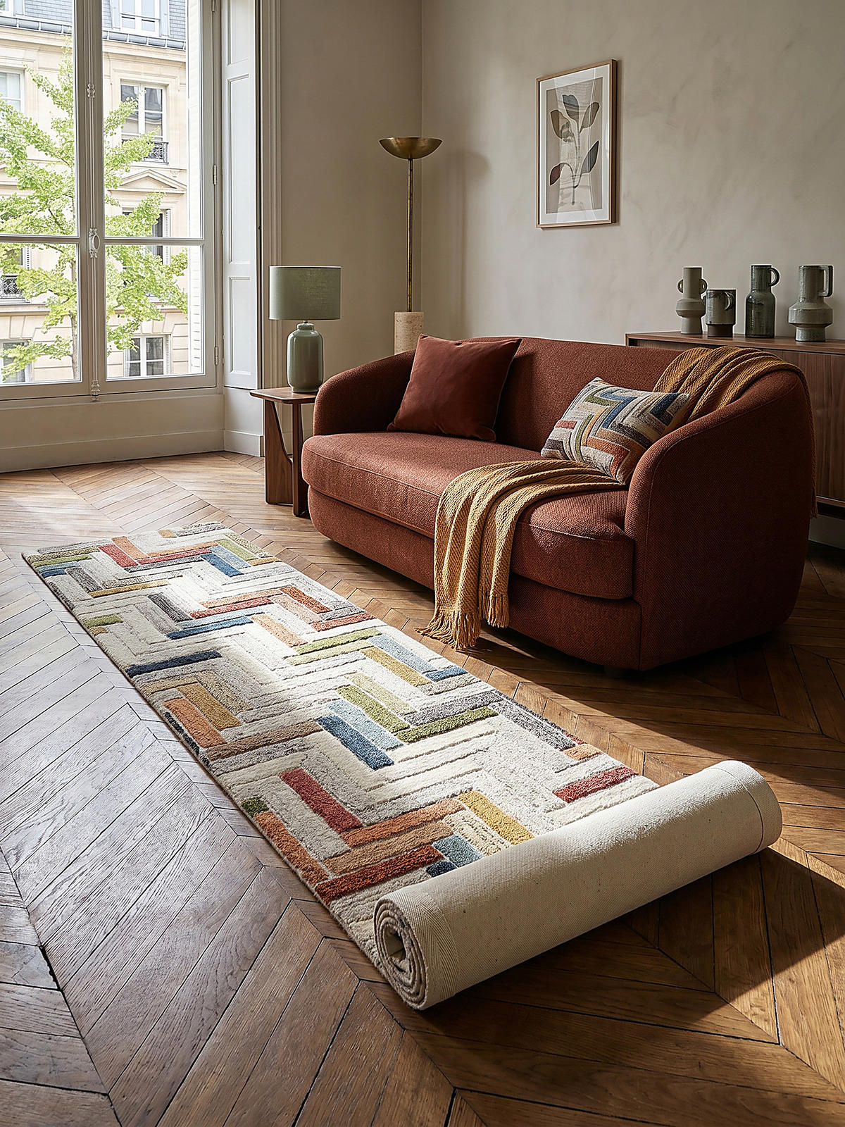 WOLLTEPPICH ESK, geometrisch, Florhöhe 10 mm, Bunt, 60 x 230 cm - Multicolor, Textil (60/230cm) - KADIMA DESIGN