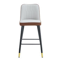 BARHOCKER 2er-Set 100 cm PU-Leder Hellgrau/Braun mit Metallgestell - Braun, Metall (45/100/42cm) - Meubliv