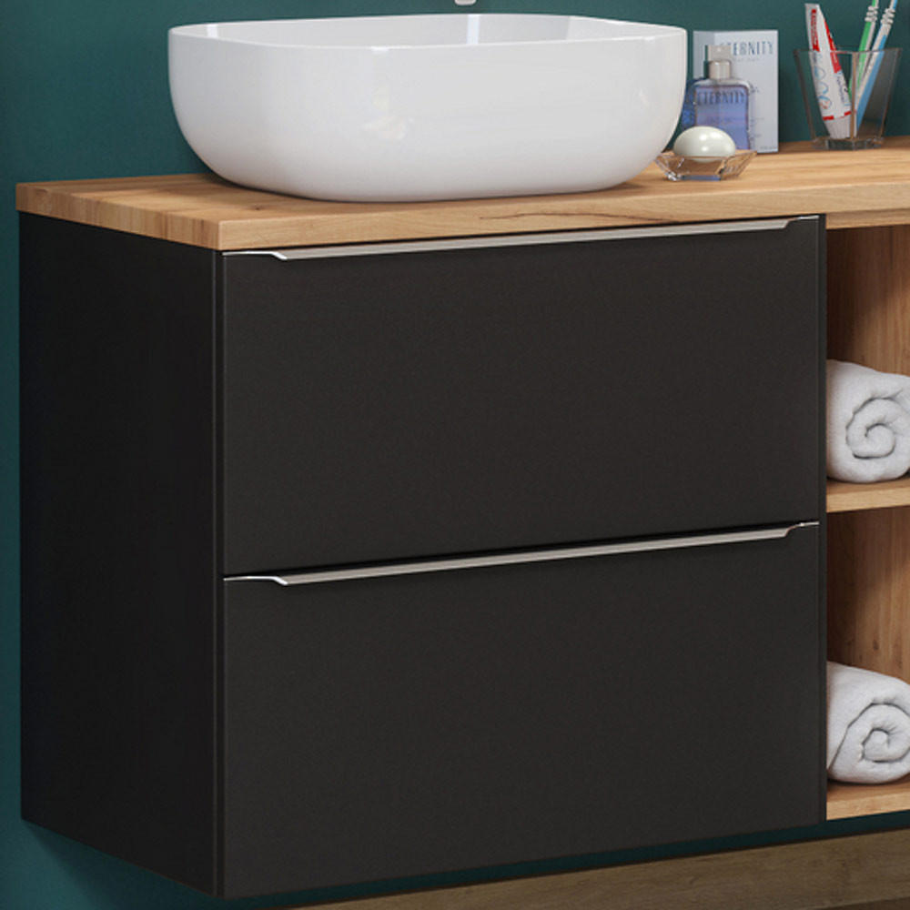 Thumbnail - Lomado Badmöbel-Set, Anthrazit, Holzwerkstoff, 250x190x46 cm, Badezimmer, Badmöbelsets & Badmöbelserien, Badmöbel-Sets