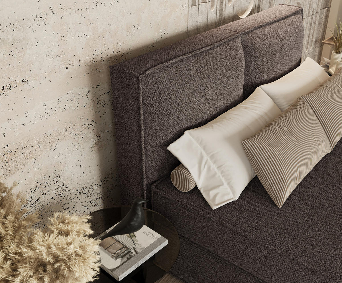 BOXBETT Bergen Braun 160/200 cm mit Matratze - Schwarz/Braun, Holz/Holzwerkstoff (160/200cm) - Maison de Reve