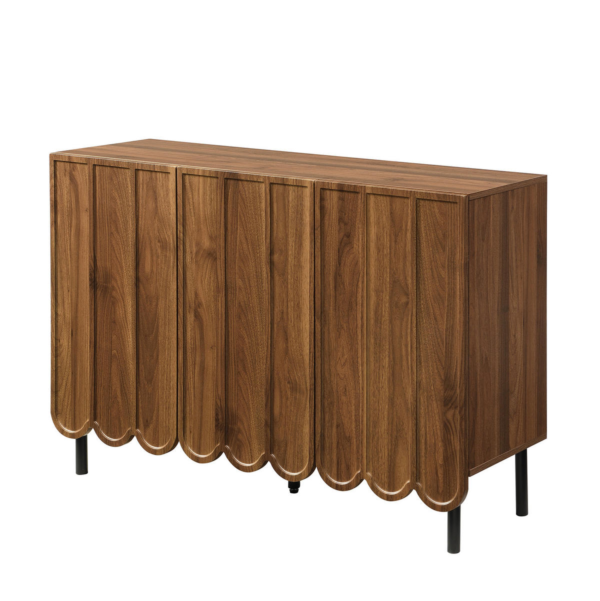 SIDEBOARD 120/35/80 cm aus MDF mit Wellentüren und griffloser Drucköffnung Walnussfarben - Naturfarben, Holzwerkstoff (35/80/120cm) - Modenvie