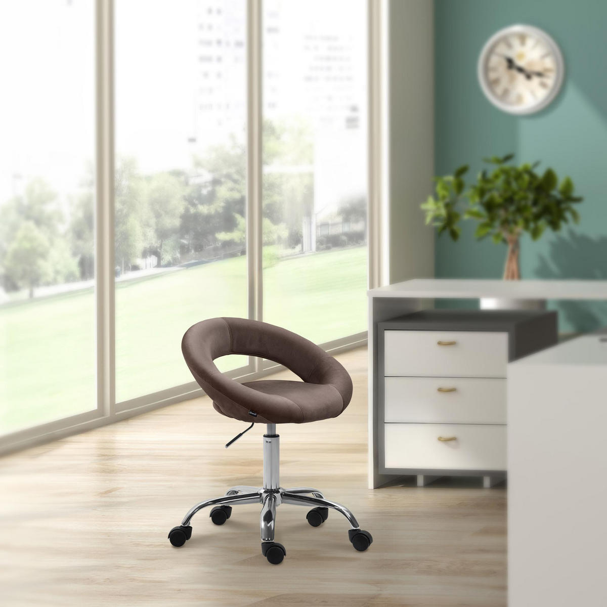 HOCKER Samt braun - Braun, Textil/Metall (53/66/47cm) - CLP