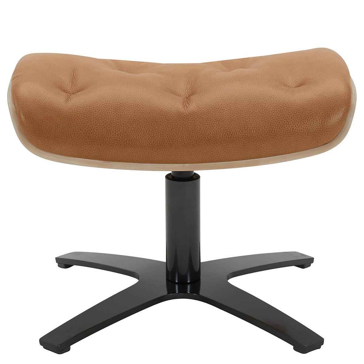 POLSTERHOCKER - Leder - Cognac/Schwarz, Leder/Holzwerkstoff (52/40/39cm) - home24