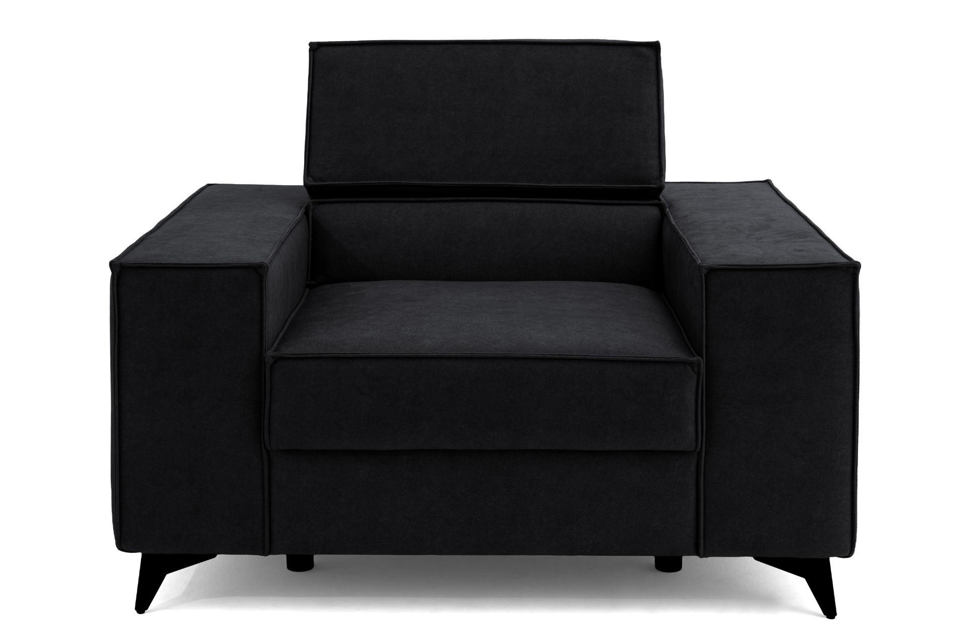 SESSEL PURE mit verstellbare Kopfstütze Velours Graphit - Graphitfarben/Schwarz, Holz/Textil (174/94/99cm) - Muffo