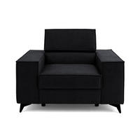 SESSEL PURE mit verstellbare Kopfstütze Velours Graphit - Graphitfarben/Schwarz, Holz/Textil (174/94/99cm) - Muffo