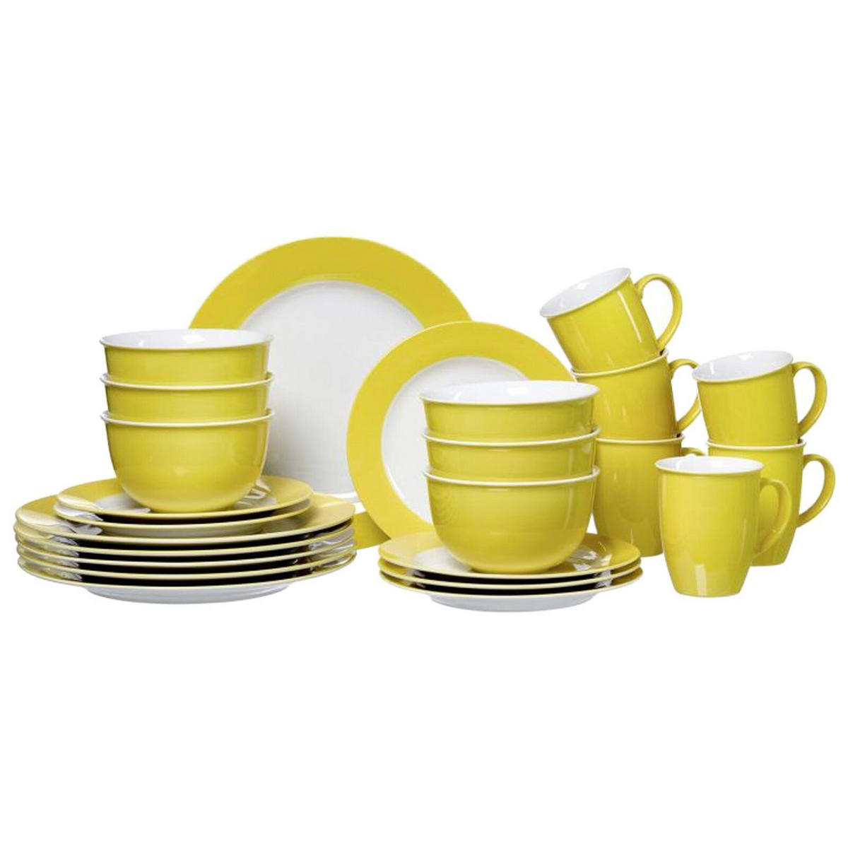 KOMBISERVICE Doppio Gelb 24er Set - Gelb, Keramik (1/1/1cm) - Ritzenhoff Breker