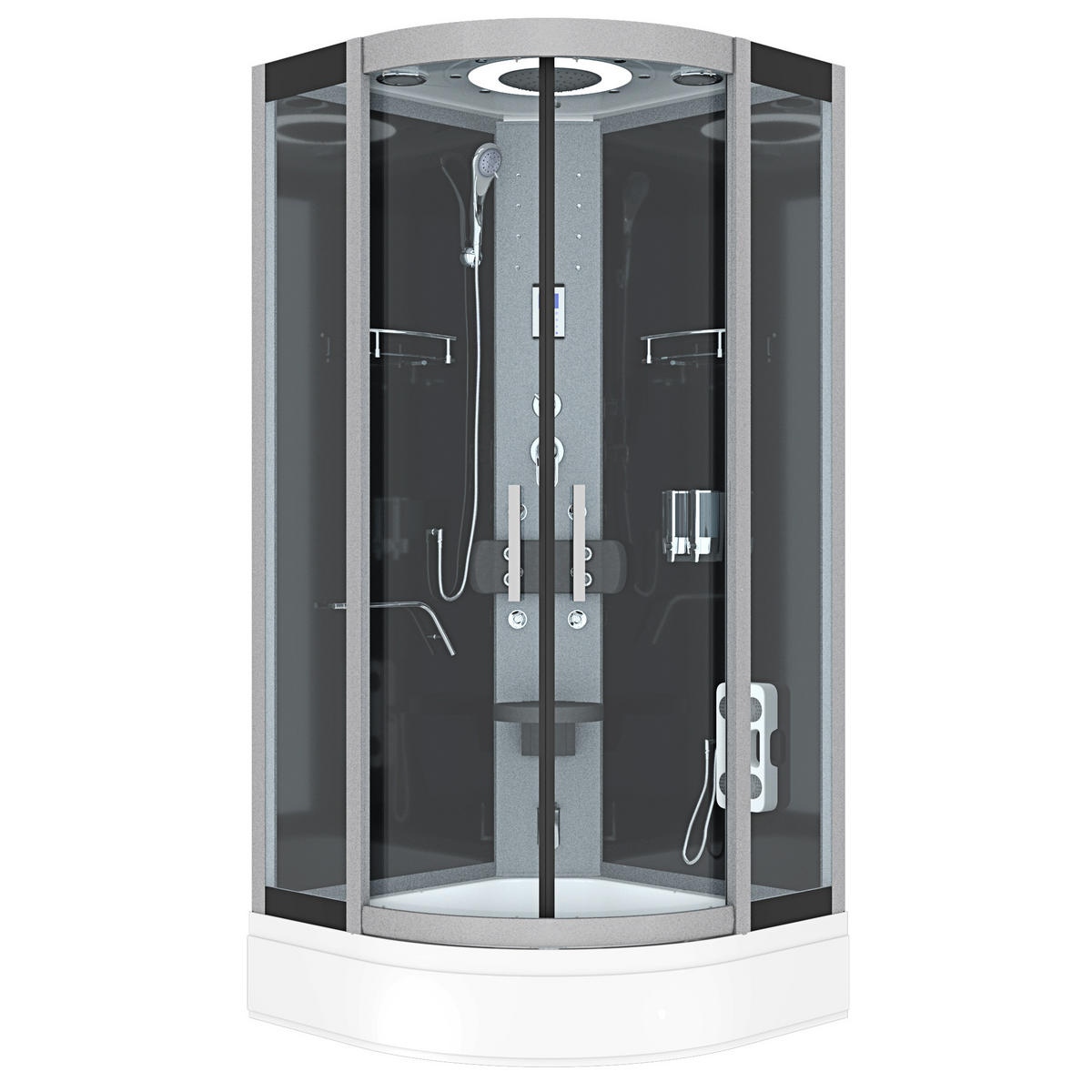 DAMPFDUSCHE Duschkabine D58-53T2-EC sw 90x90 - Schwarz, Glas/Kunststoff (90/90/225cm) - AcquaVapore by Sandra Jentho