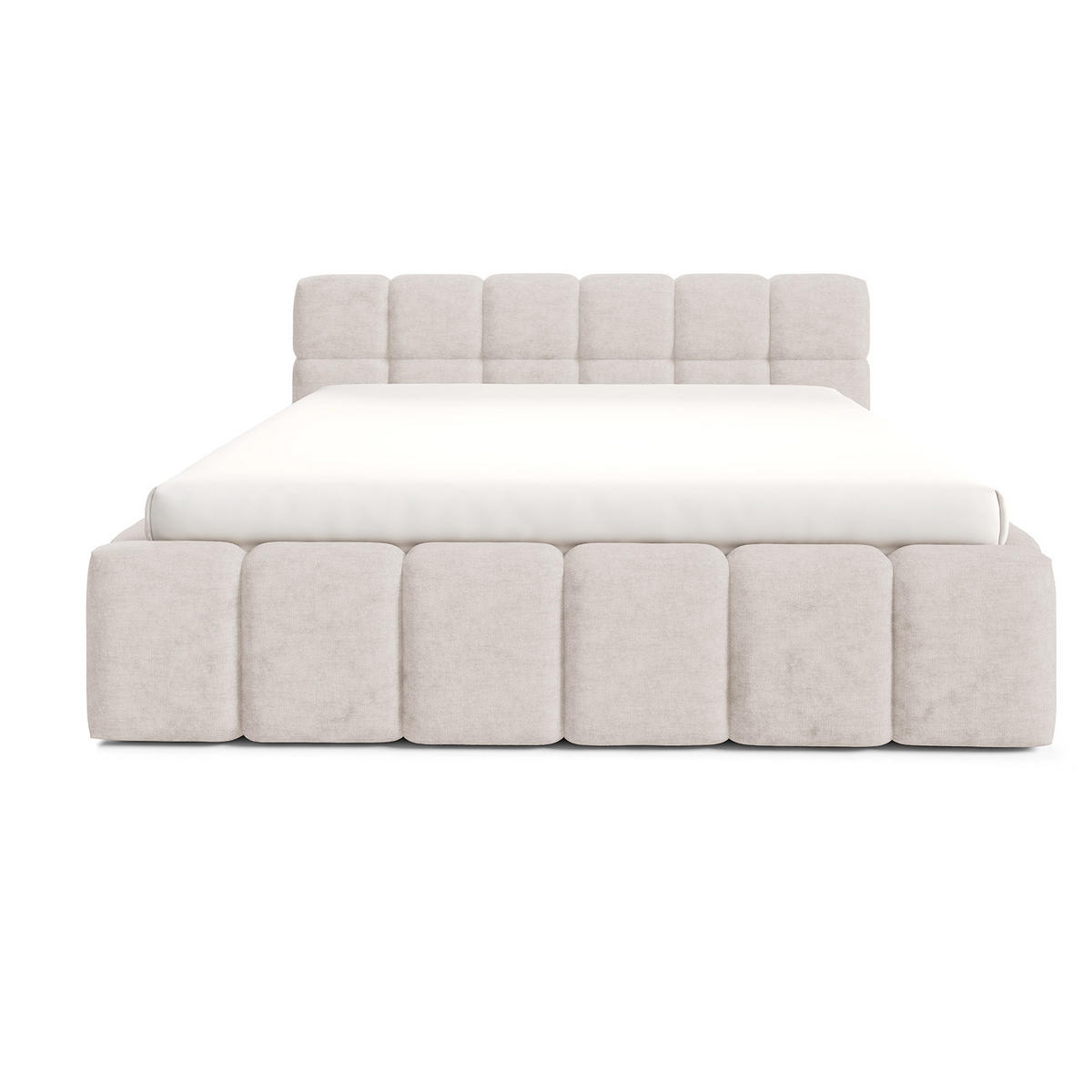 POLSTERBETT NUBO Premium 160x200 cm mit Bettkasten – PERFECT HARMONY 02 - Creme, Holz (160/200cm) - Dekori_Interiors