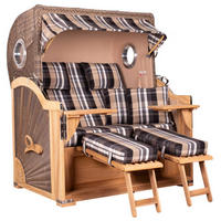 STRANDKORB Baltikum Teak 2,5 Sitzer - Braun/Grau, Holz/Metall (142/170/95cm) - Mr. Deko