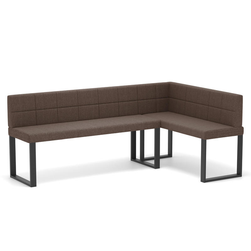 ECKBANK rechts SANA U Webstoff gesteppt, 142/196 cm Braun - Braun, Textil/Metall (142/196cm) - Idohome