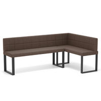 ECKBANK rechts SANA U Webstoff gesteppt, 142/196 cm Braun - Braun, Textil/Metall (142/196cm) - Idohome