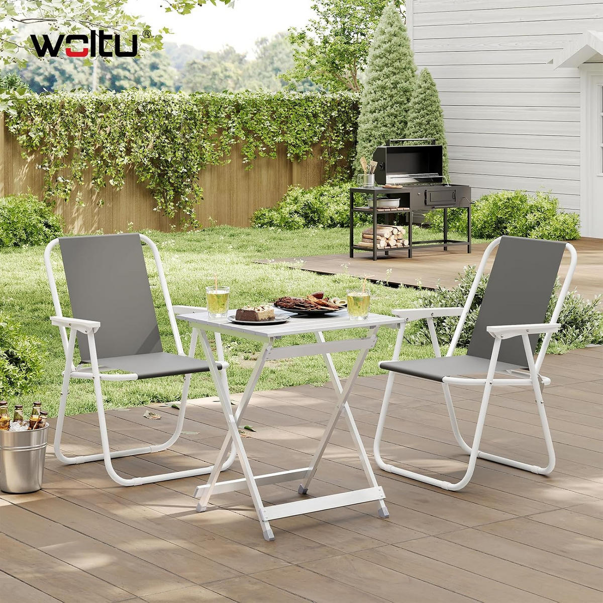 KLAPPTISCH Aluminium 50,5 x 47 x 59,5H cm Silber - Silberfarben, Metall (47/50.5/59.5cm) - Woltu