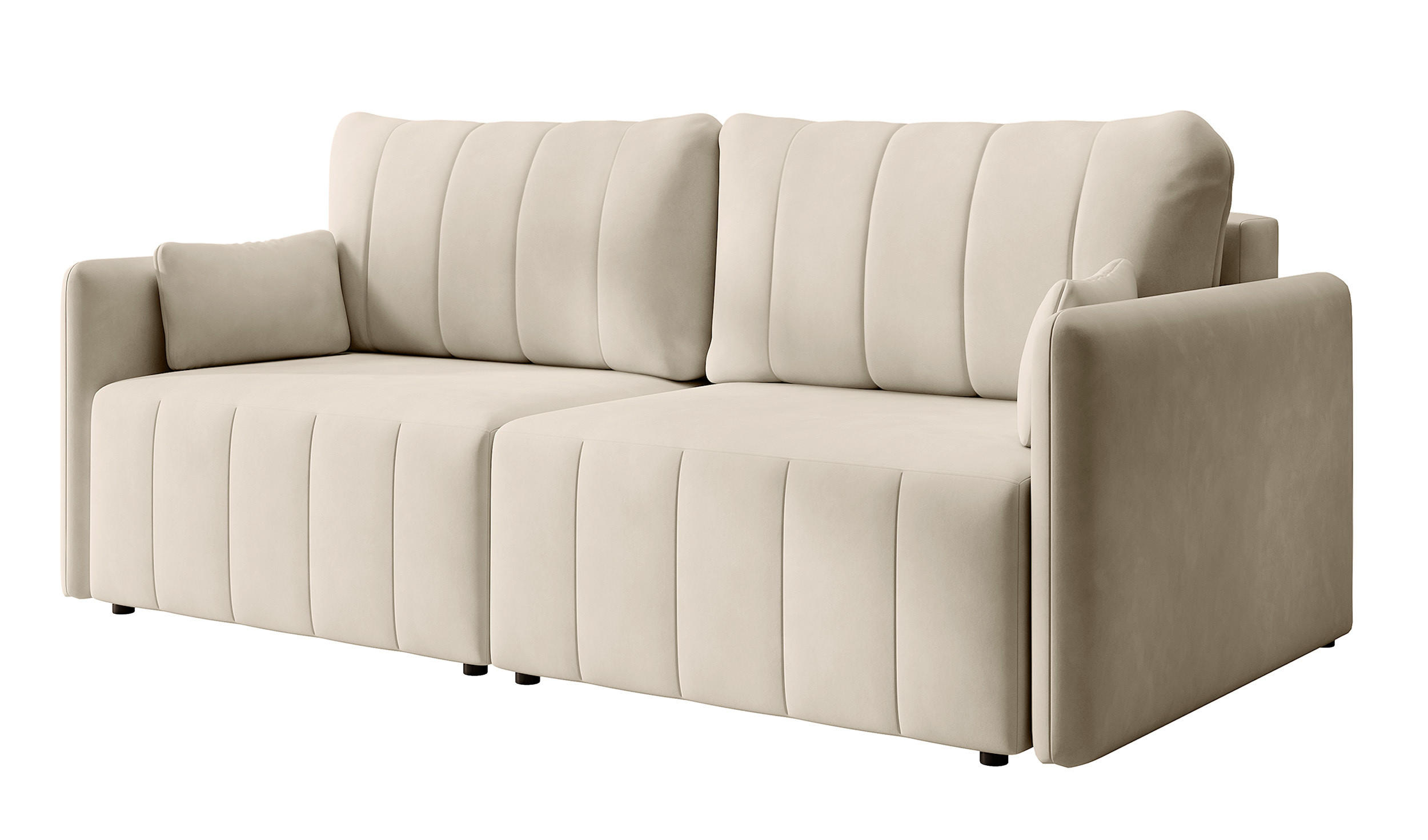 SCHLAFSOFA Pierra Cremeweiß hydrophober Samt - Creme/Schwarz, Kunststoff/Textil (215/100/112cm) - Selsey