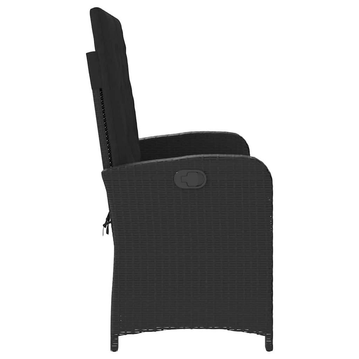 GARTENBANK Verstellbar Mit Kissen Schwarz Poly Rattan - Schwarz, Kunststoff (105/93/59cm) - vidaXL
