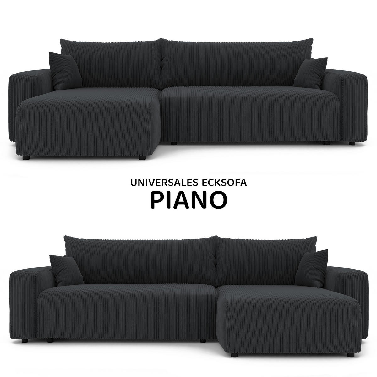 ECKSOFA mit Schlaffunktion und Bettkasten, Grau - Grau, Holzwerkstoff/Textil (145/278cm) - Idohome