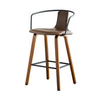 BARHOCKER 2er-Set mit Armlehne Braun Holz - Braun, Holz (44/88/54.7cm) - Meubliv