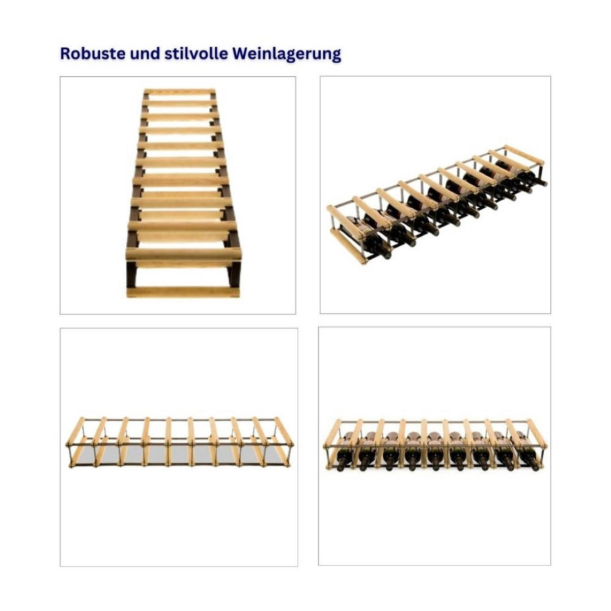 WEINREGAL Vinotega Mod Metal 12,5x92,5x24,5 cm 9x1 Flaschen Massives Kiefernholz Natur - Naturfarben, Holz (92.5/12.5/24.5cm) - PROREGAL