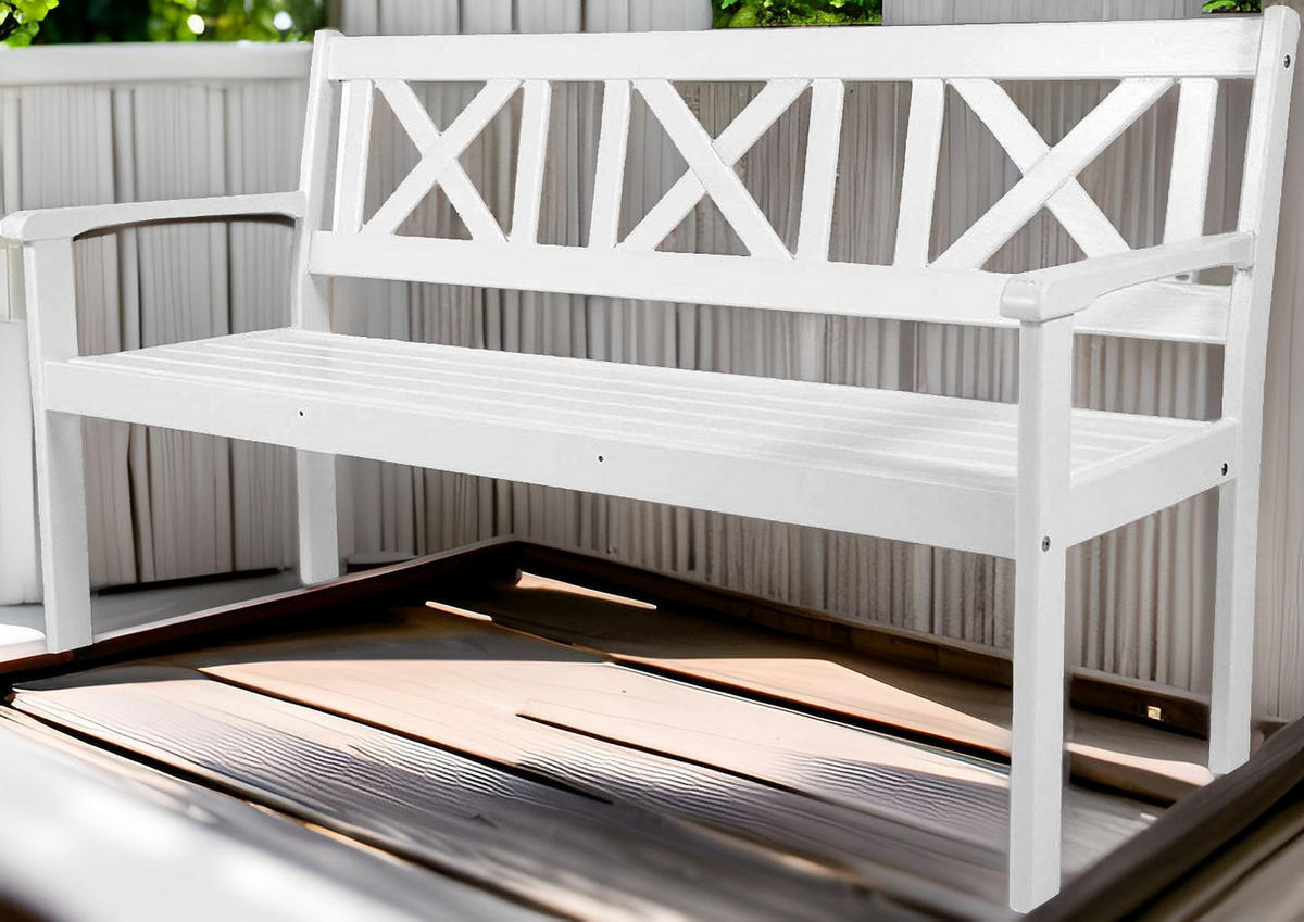 GARTENBANK Aalborg 2er Sitz - Weiß, Holz (57/89/118cm) - Sedex