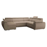 WOHNLANDSCHAFT Boston U, Seite: Links - LC+2P+R+2R - Chromfarben/Beige, Holz/Textil (325/98/260cm) - MIRJAN24