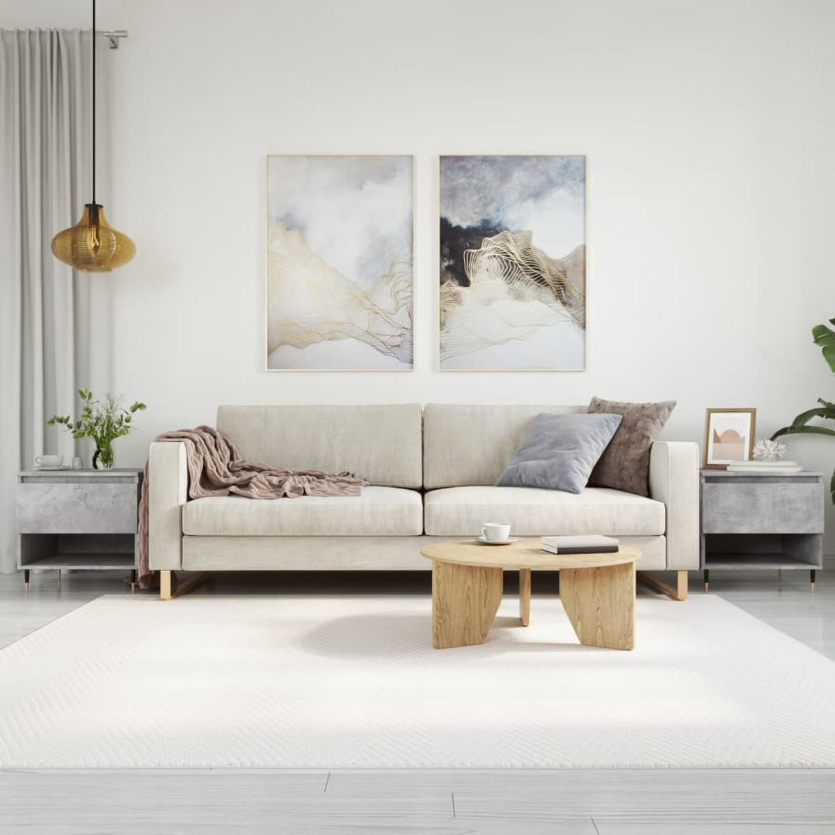 COUCHTISCHE 2 Stk. Betongrau 50x46x50 cm Holzwerkstoff - Grau, Holzwerkstoff (46/50/50cm) - furnicato