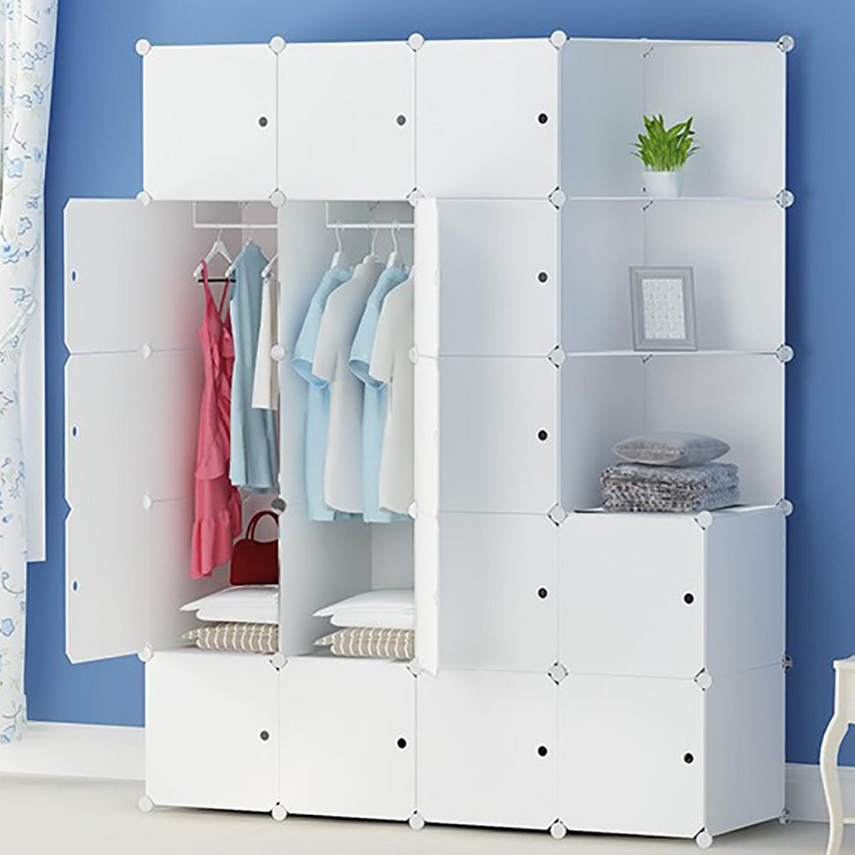 MODULARER Kleiderschrank 183/147/47 cm - Weiß, Kunststoff (147/183/47cm)