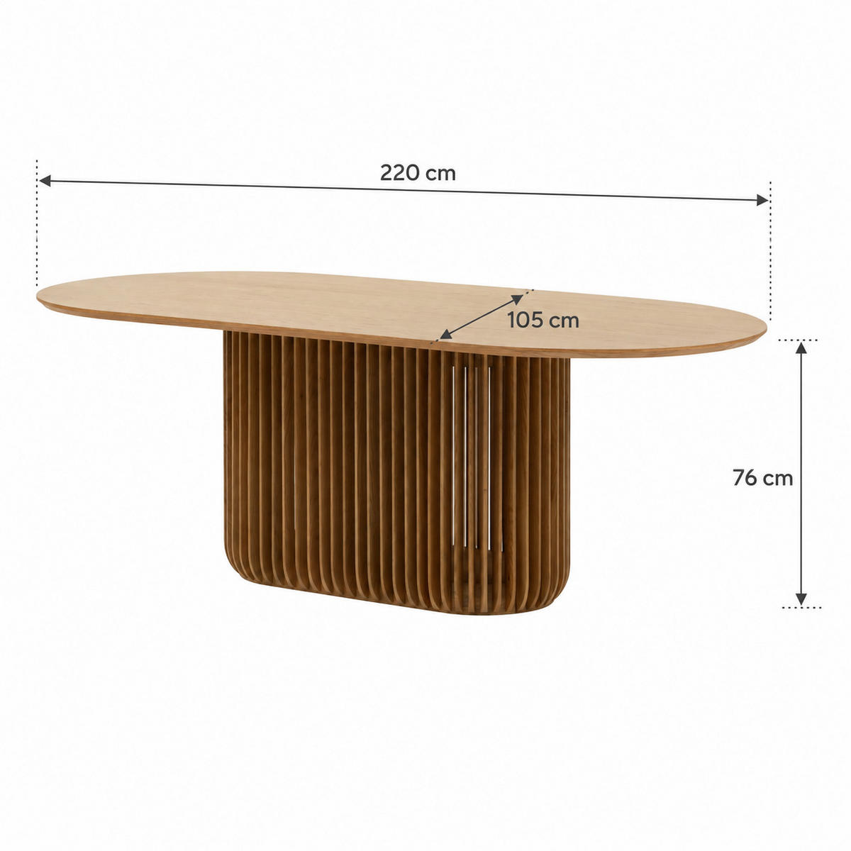 ESSTISCH Franz, Natur Massiveiche - Beige, Holz (220/105/76cm) - WOODEK