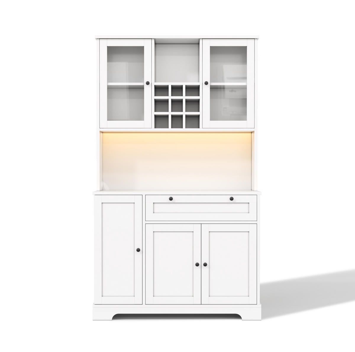 BUFFET 105/40/180 cm Weiß aus MDF mit LED und Steckdose - Weiß, Holzwerkstoff (105/180/40cm) - OKWISH