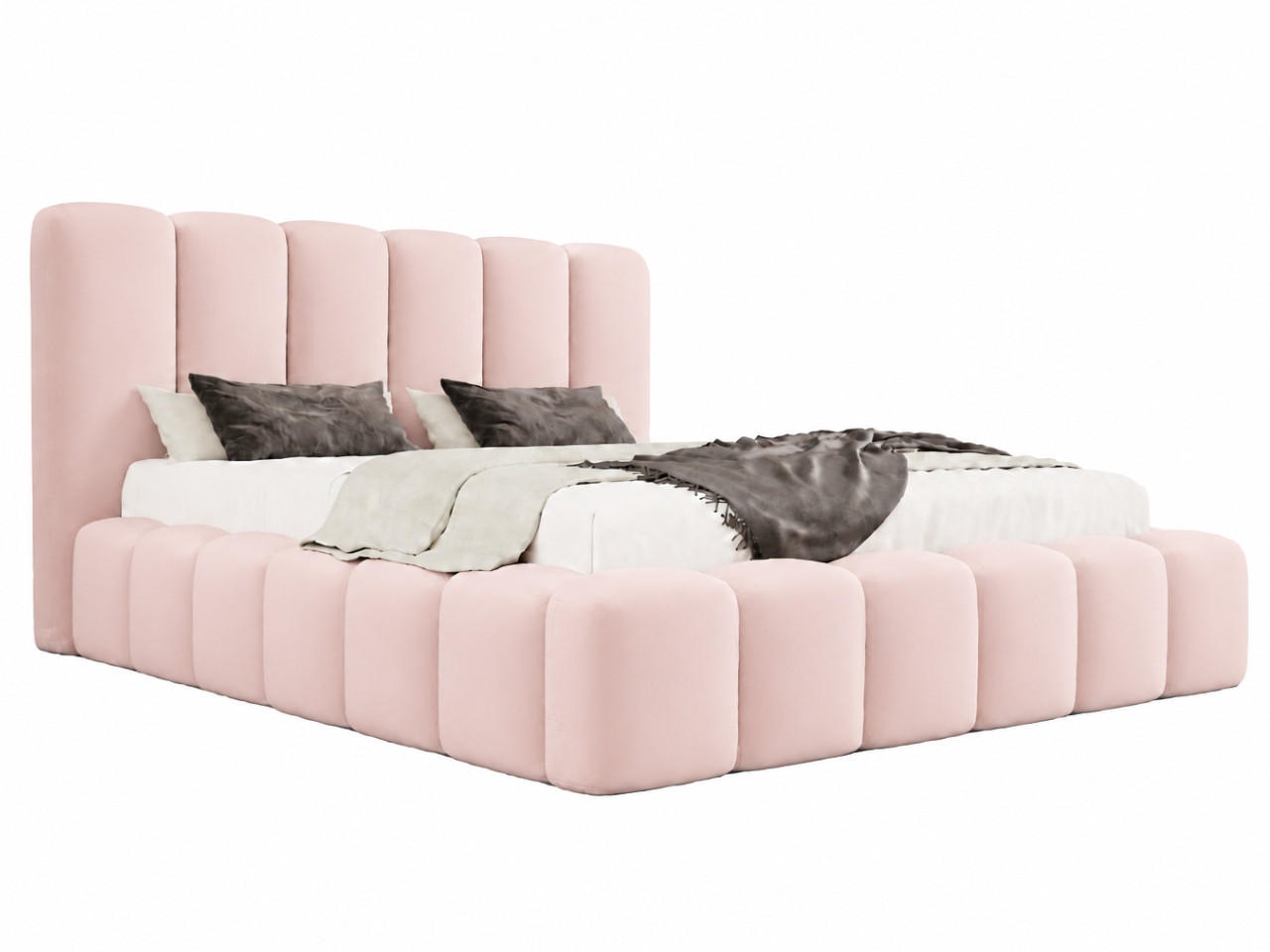 POLSTERBETT MELLOW 160x200 cm in Rosa, gepolstertes Kopfteil, Lattenrost, Bettkasten, Velvet-Stoff - Pink, Holz/Textil (160/200cm) - EMLAR Home
