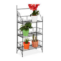 BLUMENREGAL - Schwarz, Metall (50/100/25cm) - Relaxdays