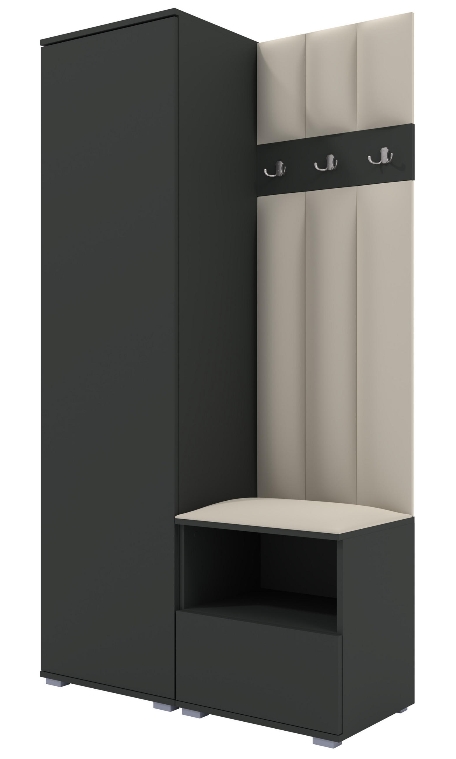 Ravio Gepolstert Graphit, Creme 100x187x40 cm