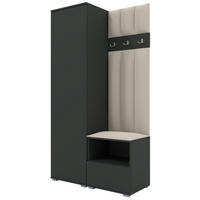 GEPOLSTERT Garderoben-Set Nela I LUX (Graphit + Stoff Trinity 01) - Silberfarben/Creme, Holz/Holzwerkstoff (100/187/40cm) - Ravio