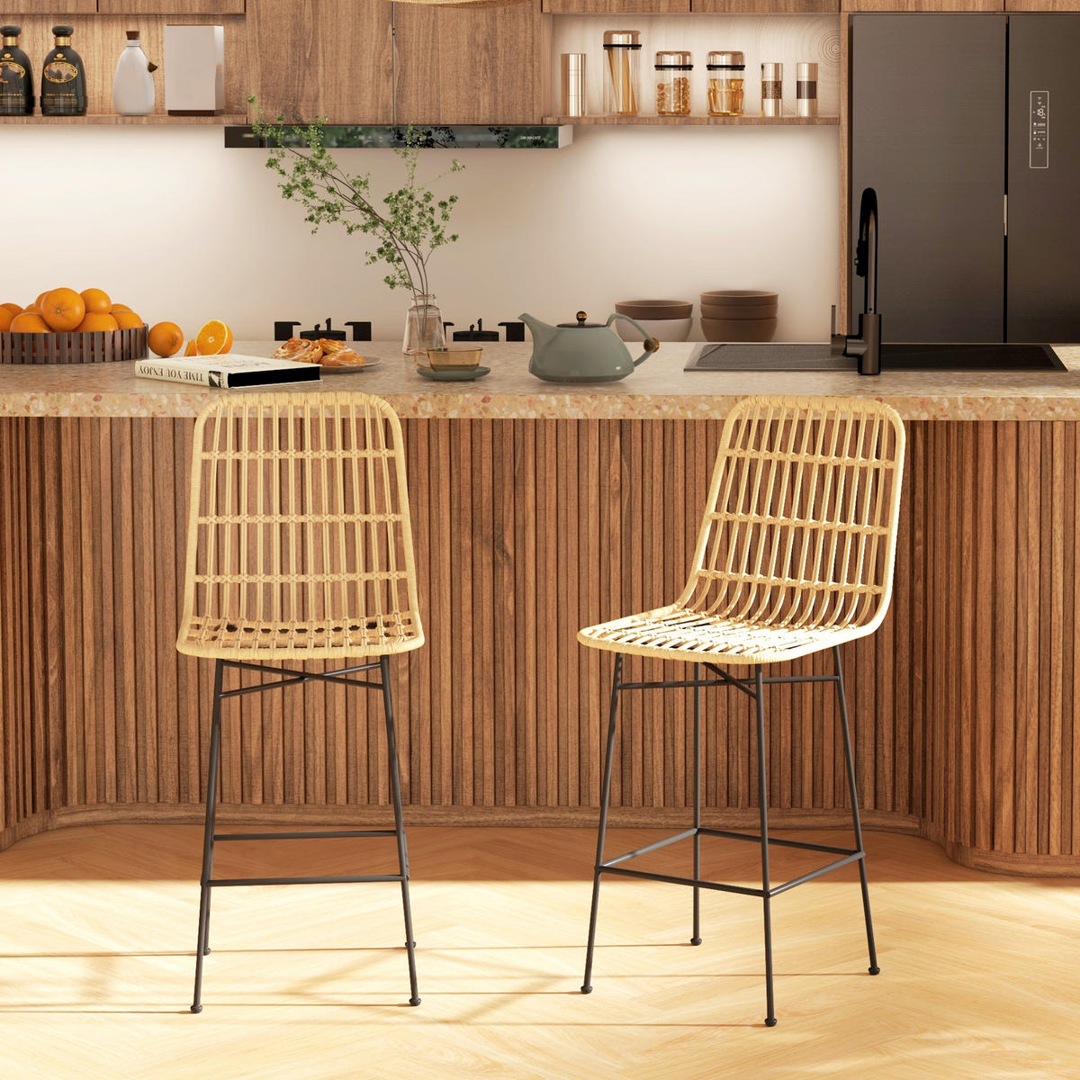 BARHOCKER, PE, Stahl, Gelb - Gelb, Kunststoff (53.5/105/45cm) - HOMCOM