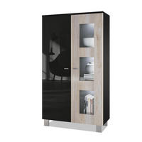 VITRINE Denjo Tür in Eiche Nordic - Silbereichenfarben, Holzwerkstoff (71/129/35cm) - Vladon