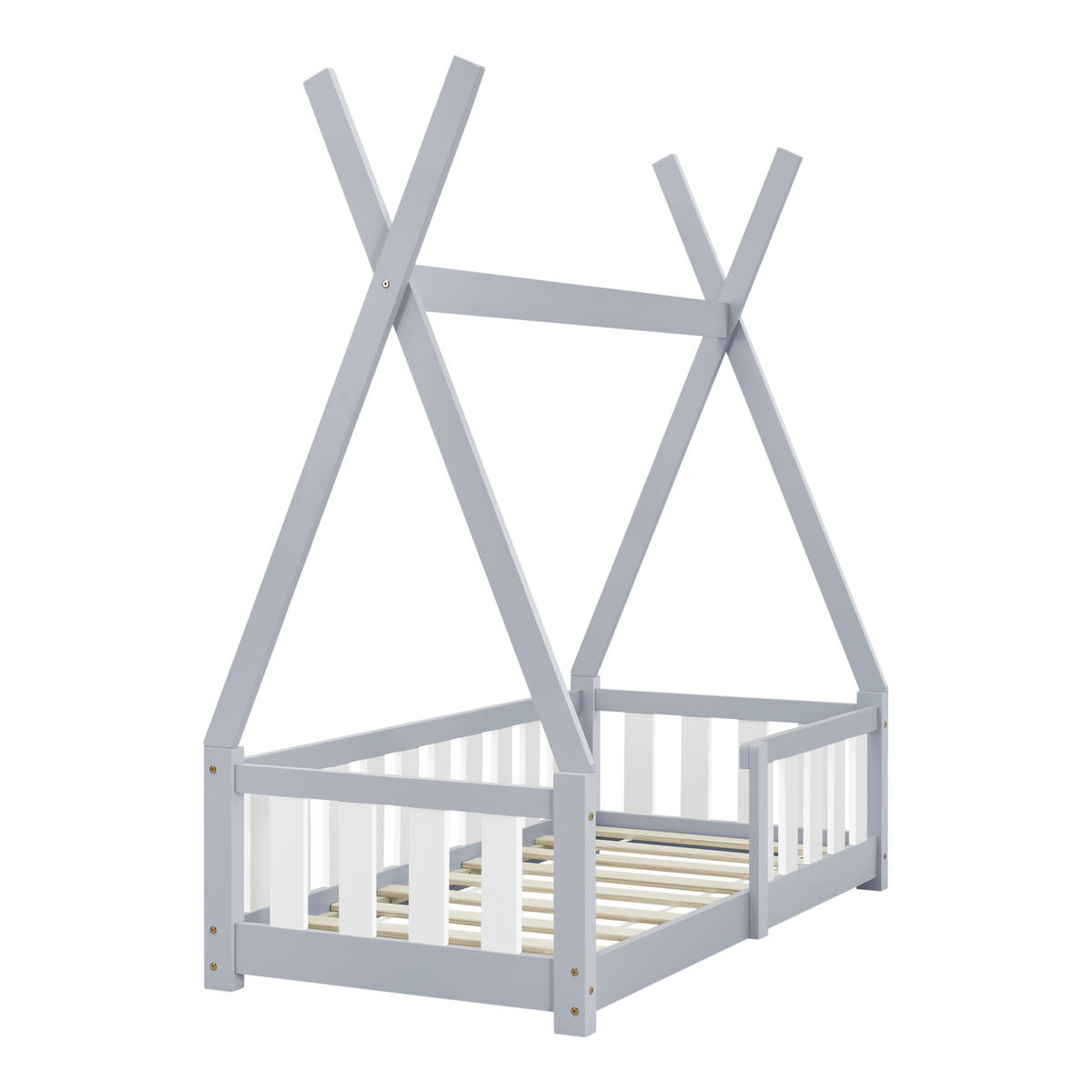KINDERBETT Helsingborg - Hellgrau, Holz (70/140cm) - [en.casa]
