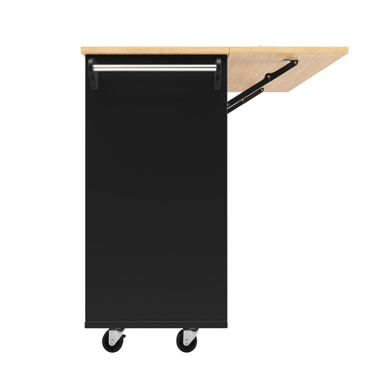KÜCHENINSEL 120/42/91,5 cm schwarz und Metall mit klappbarer Tischplatte - Schwarz, Holzwerkstoff (120/91.5/76cm) - OKWISH