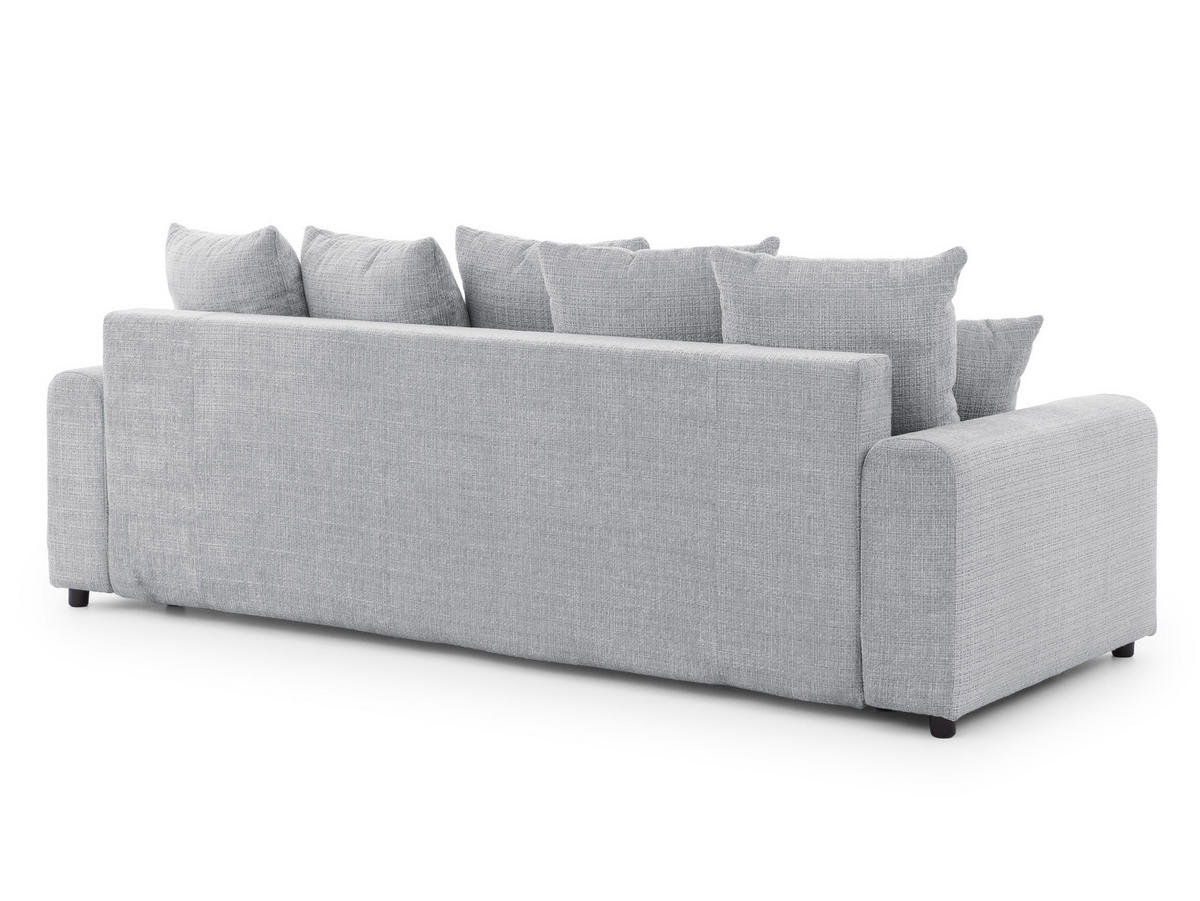 SCHLAFSOFA Calma mit Bettkasten im Bumpy-Design aus weichem Hellgrau Chenille-Stoff - Hellgrau/Schwarz, Holz/Kunststoff (239/88/98cm) - S-Style Möbel