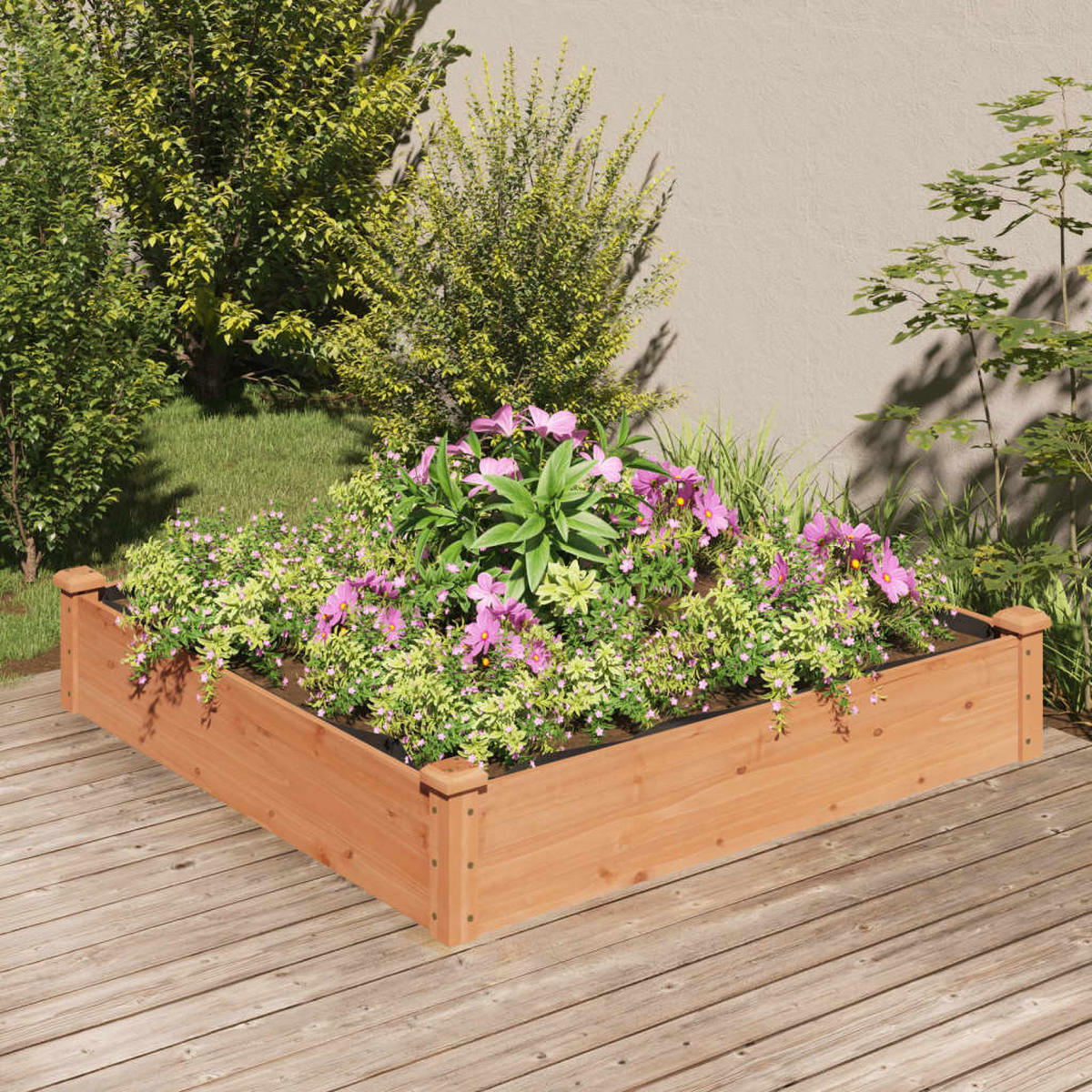 HOCHBEET mit Einsatz Braun 120x120x25 cm Massivholz Tanne - Braun, Holz (120/25/120cm) - furnicato