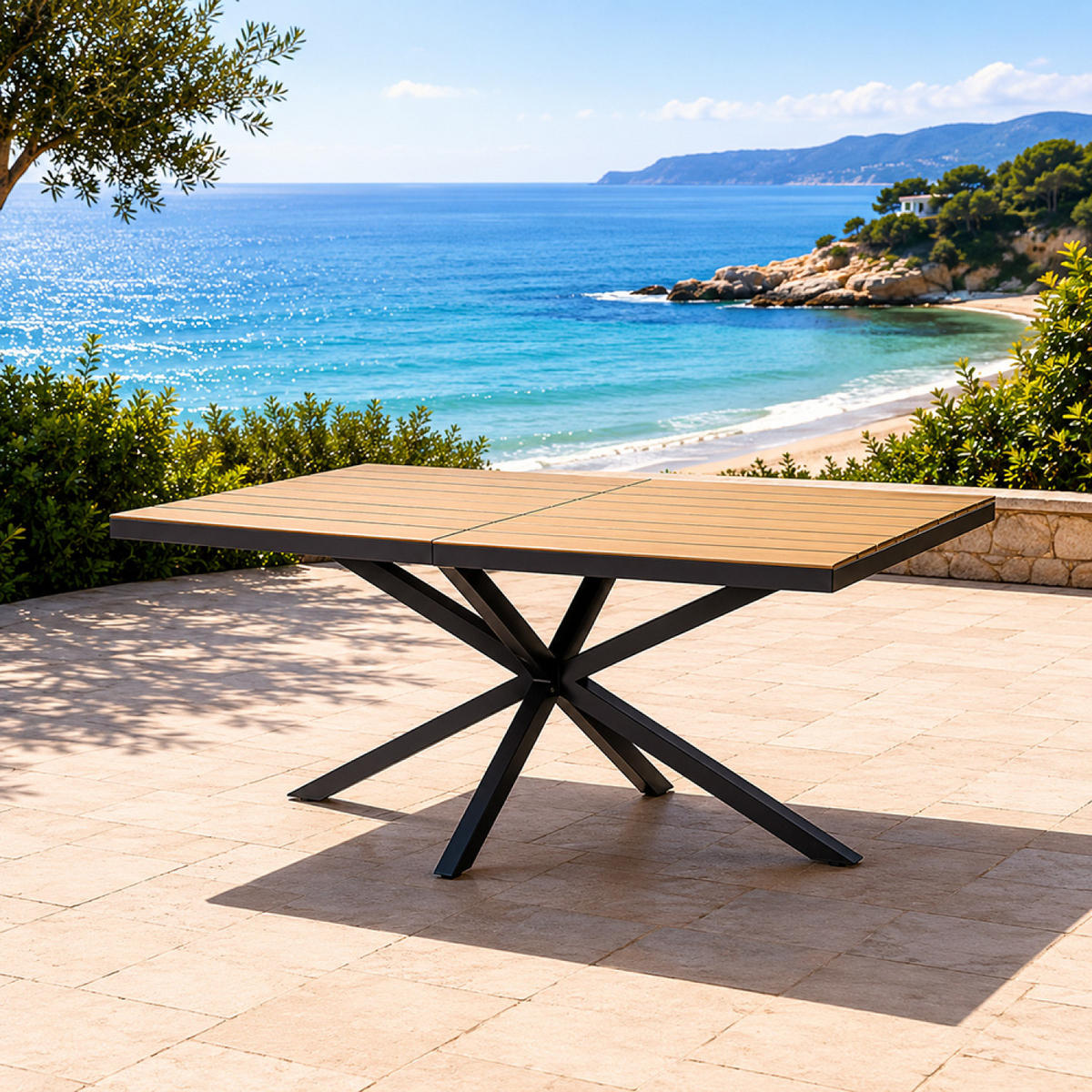 GARTENTISCH Almada in Braun für 8 Personen - Braun, Metall (190/80/75cm) - Concept Usine