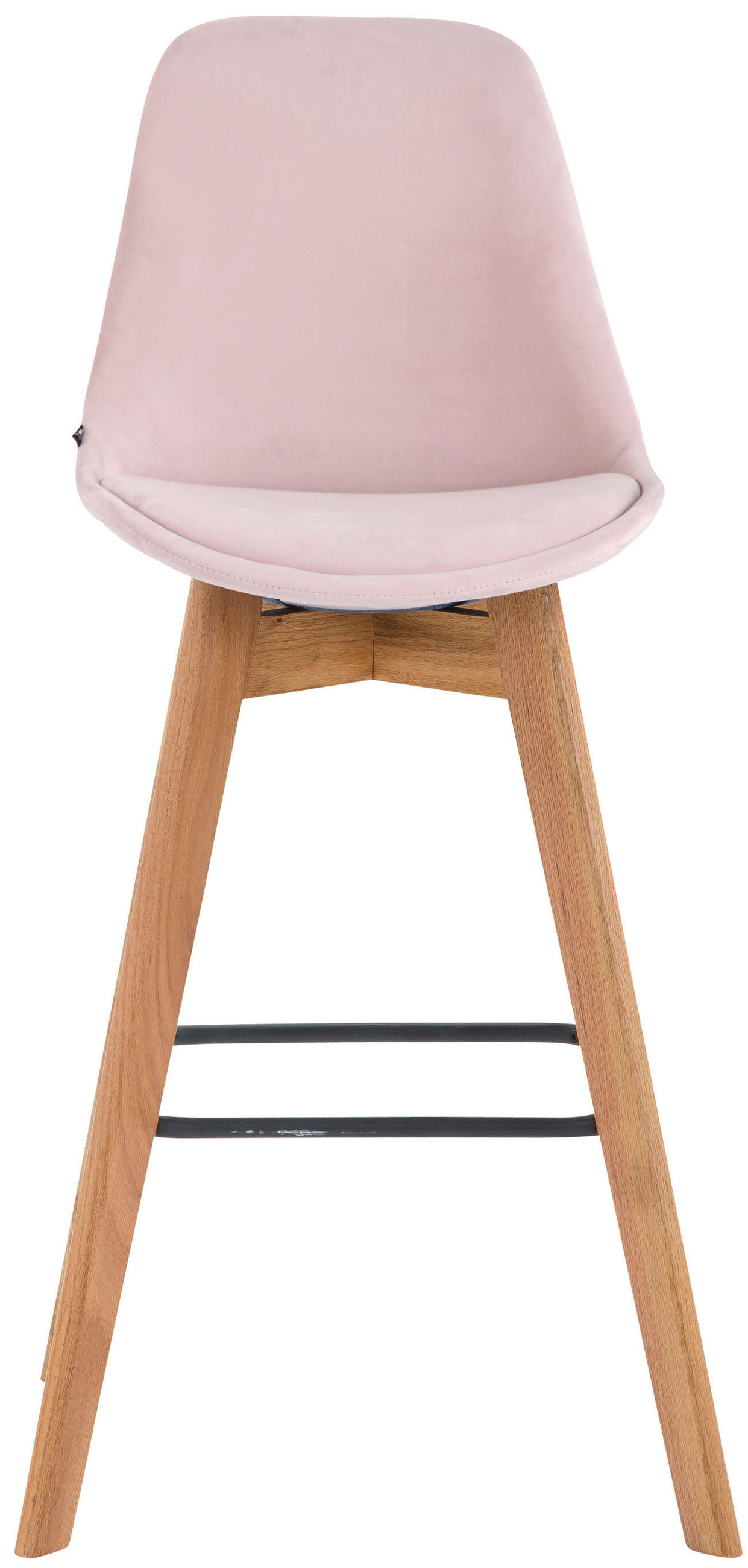 BARHOCKER Samt pink - Pink/Eukalyptusholzfarben, Holz/Textil (48/112/56cm) - CLP