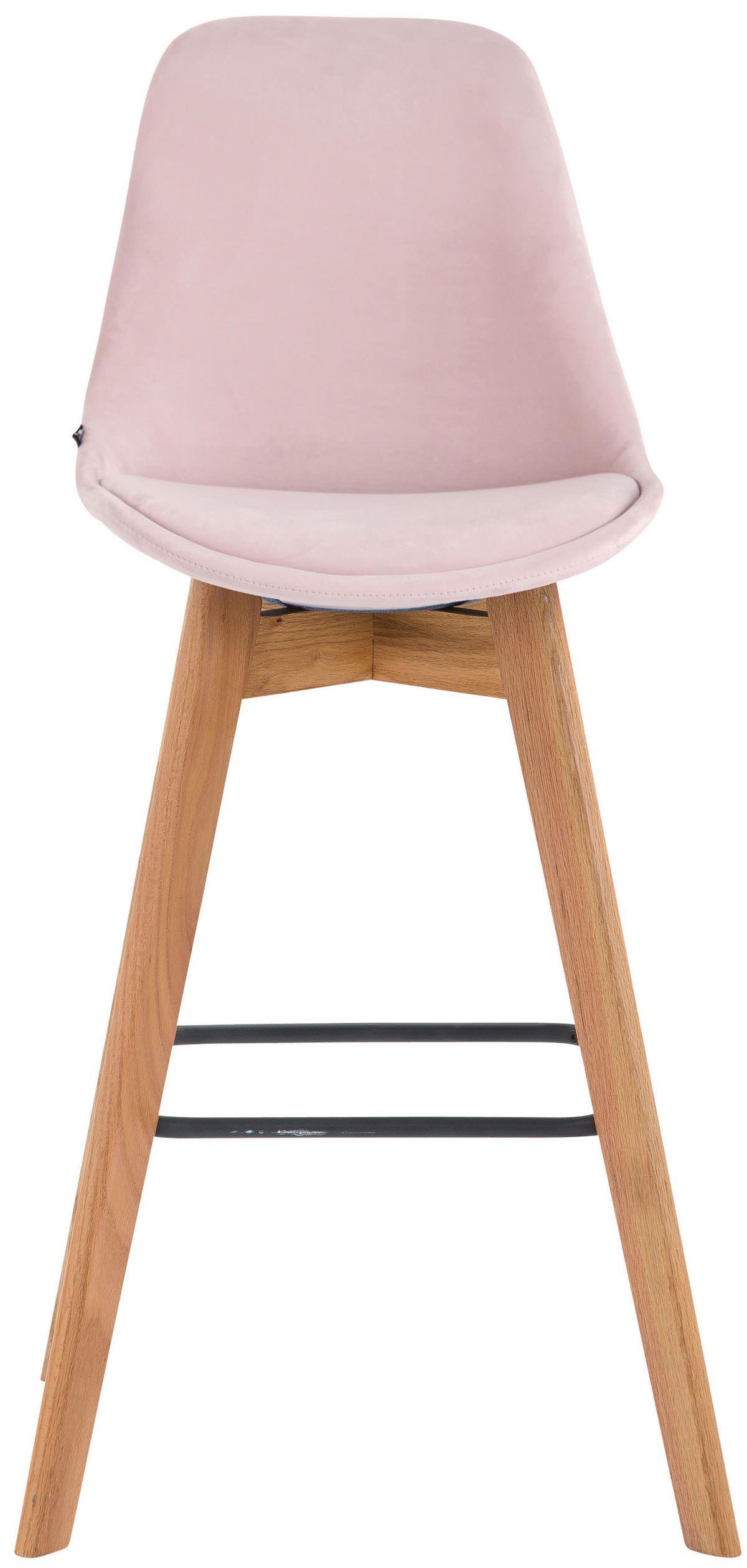 BARHOCKER Samt pink - Pink/Eukalyptusholzfarben, Holz/Textil (48/112/56cm) - CLP