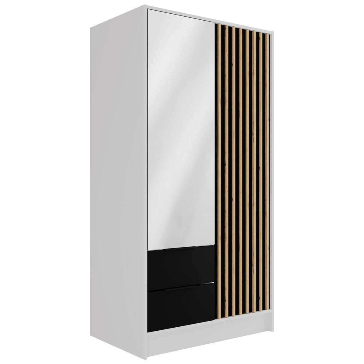 KLEIDERSCHRANK NELIA - 120 cm - Schwarz/Weiß, Holzwerkstoff (102/200/51cm) - ALTDECOR