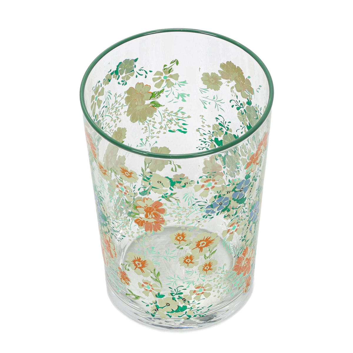 GLAS mit Blumenmuster Grün 510 ml 8,8/8,8/12 cm - Multicolor, Glas (0.51L) - Excellent Houseware