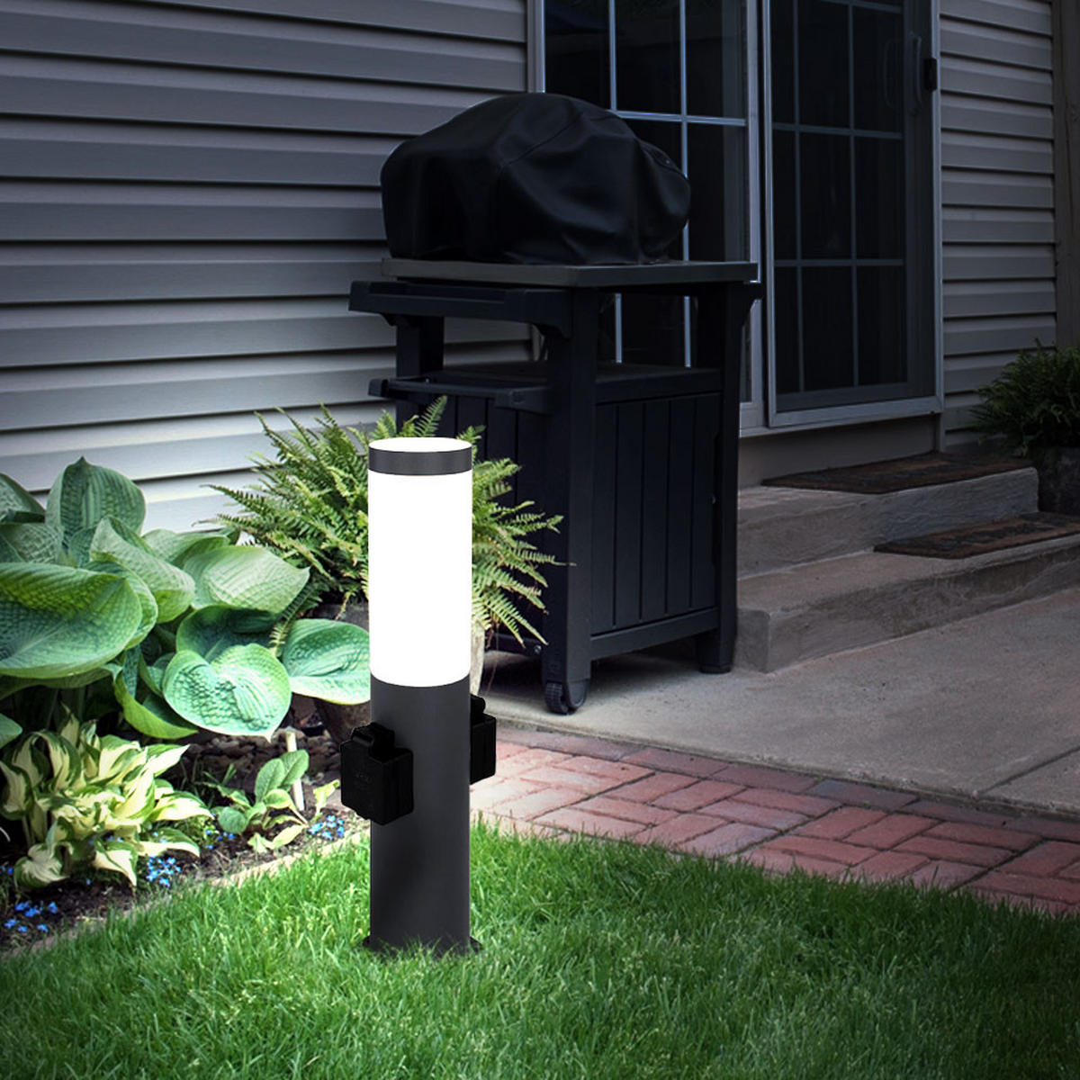 LED WEGELEUCHTE Edelstahl opal - Anthrazit, Metall (12.7/12.7/45cm) - Globo Lighting