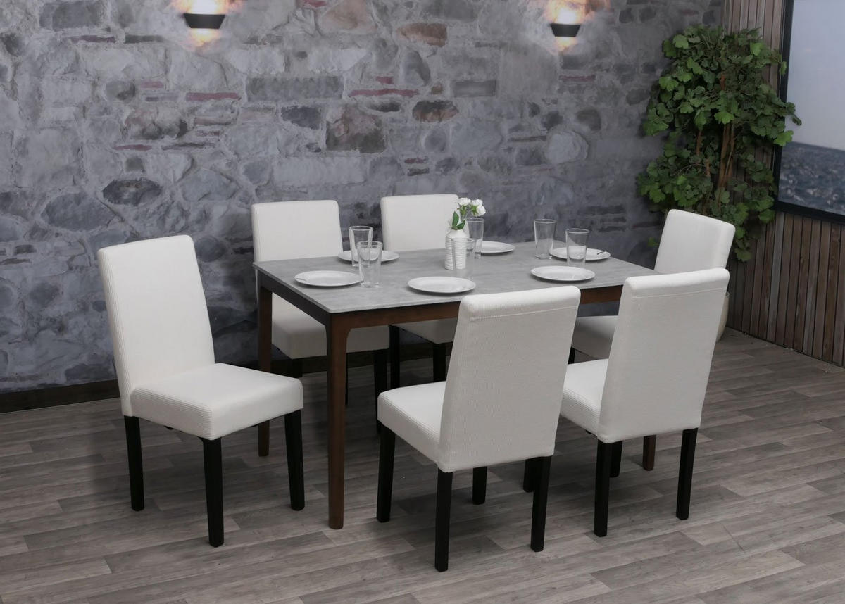 JEDÁLENSKÁ stolička krémovo biela, sada 2 ks - biela, textil (42/90/50cm) - MCW