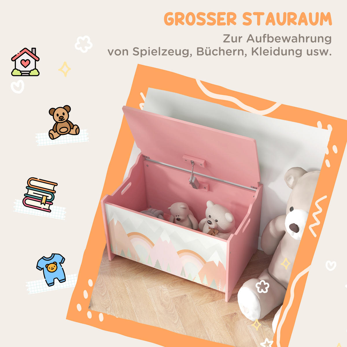 SPIELZEUGKISTE DE-09566 Rosa - Pink, Holzwerkstoff (37/60cm) - ComfortXL